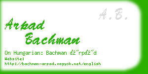 arpad bachman business card